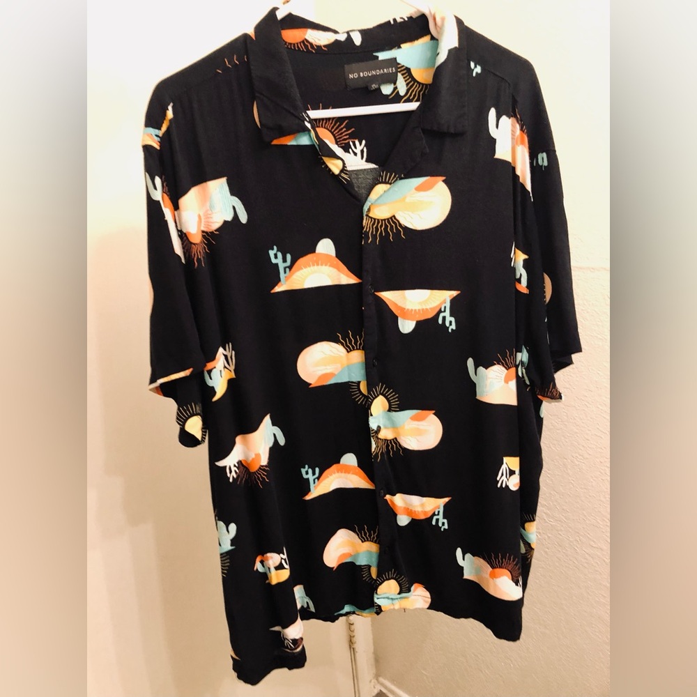 Desert sunset print button up short sleeve shirt men’s size XXL
